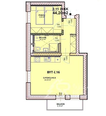 APARTMÁN Č. 16 - 2+KK S BALKONEM V PROJEKTU ČESKÁ-KAŠPERSKÉ HORY 1